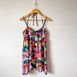 Roxy Colourful Floral V Neck Mini Dress  Sz S